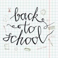 Back to school. Hand drawn back to school doodles. Paper Background. Vector illustration. Hand drawing school items on a sheet of Royalty Free Stock Photo