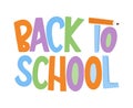 Back to school hand drawn lettering design poster with pencil and ruller vector illustration. Greeting card to the beginning of