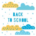 Back to school. Hand drawn lettering and handmade hildish applique elements f