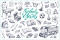 Back to school, hand drawn vector icons Royalty Free Stock Photo