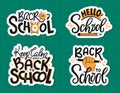 Back to School - hand lettering. Vector sticker set Royalty Free Stock Photo