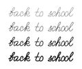 Back to school handwritten text in different thicknesses on a white background