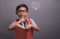 Back to school, Happy child little boy with glasses reading a books, Concept of education and reading.