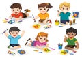 Back to school, Happy Children draw pictures. Royalty Free Stock Photo