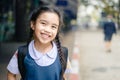 Back to school. Happy smiling girl from elementary school at the