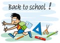 Back to school, humorous vector illustarion,