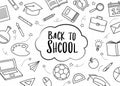Back to school icon set doodle style. Education hand drawn objects and symbols with thin line Royalty Free Stock Photo
