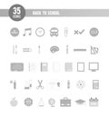 35 Back to school icon set. Educational icons. Grey color. Vector illustration, flat design Royalty Free Stock Photo