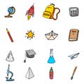 Back to school icon set, hand drawing collection. Vector illustration sketch Royalty Free Stock Photo