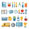 Back to school icon set in paper art item Royalty Free Stock Photo