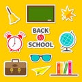 Back to school icon set Sticker collection Green