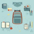 Back to school icons set - Modern flat design Royalty Free Stock Photo