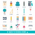 Back to school icons set. School and education icons. Welcome to school. Flat design. Royalty Free Stock Photo