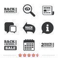 Back to school icons. Studies after the holidays. Royalty Free Stock Photo