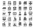 Back to School Icons vector lllustration ,school bus, distance education, online learning, student