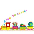 Back to school illustration with cartoon train Royalty Free Stock Photo