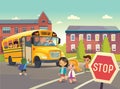 Back To School. Illustration depicting School bus stop Royalty Free Stock Photo