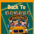 Back to school illustration design with school bus and kids in it