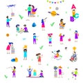 Back to school illustration. Group of active children. Set of isolated people characters.