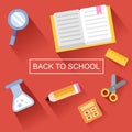 Back to School illustration with longshadow style