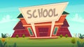 Back to school illustration . building street education fasade cartoon funny happy style . vector illustration Royalty Free Stock Photo