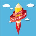 Back to school illustration with rocket pencil Royalty Free Stock Photo