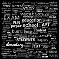 Back to School in important words in the business world cloud words - Illustration,black and white school word cloud,background Royalty Free Stock Photo