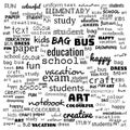 Back to School in important words in the business world cloud words - Illustration,black and white school word cloud,background