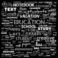 Back to School in important words in the business world cloud words - Illustration,black and white school word cloud,background Royalty Free Stock Photo