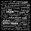 Back to School in important words in the business world cloud words - Illustration,black and white school word cloud,background