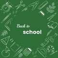 Back to school. school items. consists of lines. illustrations