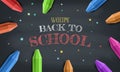 Back to school with school items and elements. background and poster for back to school Royalty Free Stock Photo
