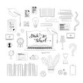 Back to school items linear vector illustrations set Royalty Free Stock Photo