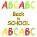 Back to school. Kawaii letters. Cute cartoon alphabet. Vector