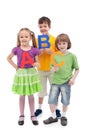 Back to school - kids holding large abc letters Royalty Free Stock Photo