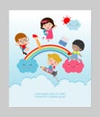Back to school, kids school, kids education concept, children go to school, Template for advertising