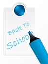 Back to school label with blue marker