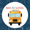 Back to school label with bus