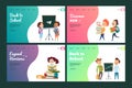 Back to school landing page set. Vector web banners template with cartoon students