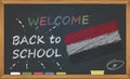 Back to school with learning and childhood concept. Banner with an inscription with the chalk welcome back to school and the Egypt