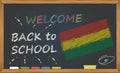 Back to school with learning and childhood concept. Banner with an inscription with the chalk welcome back to school and the Boliv