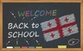 Back to school with learning and childhood concept. Banner with an inscription with the chalk welcome back to school and the Georg Royalty Free Stock Photo