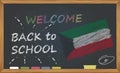 Back to school with learning and childhood concept. Banner with an inscription with the chalk welcome back to school and the Kuwai