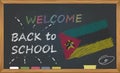 Back to school with learning and childhood concept. Banner with an inscription with the chalk welcome back to school and the Mozam