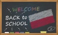 Back to school with learning and childhood concept. Banner with an inscription with the chalk welcome back to school and the Polan Royalty Free Stock Photo