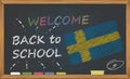 Back to school with learning and childhood concept. Banner with an inscription with the chalk welcome back to school and the Swede