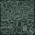 Back to School Learning Children Traditional Doodle Icons Sketch Hand Made Design Vector Royalty Free Stock Photo