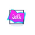 Back to school, lettering composition with image of open book ba Royalty Free Stock Photo