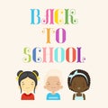 `Back to School` lettering with happy kids. Royalty Free Stock Photo