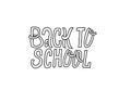 Back to school lettering quote in hand drawn doodles style. black and white outline typography